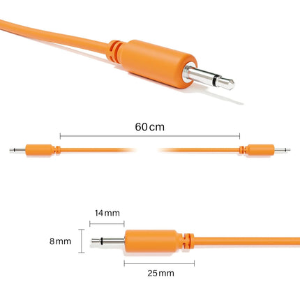 5-Pack Orange Mono Modular Patch Cables, TS 3.5mm, 15 cm