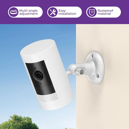 2 Pack No-Drill Indoor/Outdoor Camera Wall Mounts – 360° Adjustable with Strong Adhesive & Screw Option