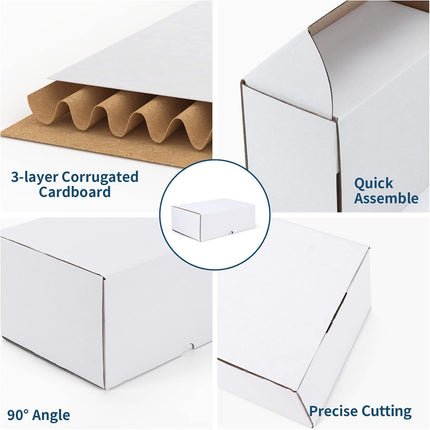 7x5x4 White Corrugated Shipping Boxes, Set of 50