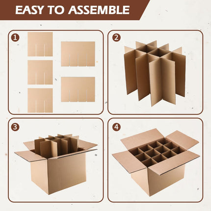 5 Sets Moving Box Glasses Divider Kits for 16 x 12 x 12 Inch Boxes