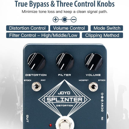 Analog Distortion Guitar Pedal with FAT/MOSFET Toggle