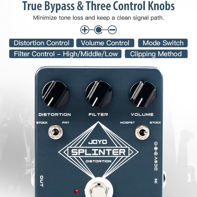 Analog Distortion Guitar Pedal with FAT/MOSFET Toggle