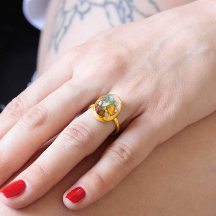 Natural Oval Crystal Ring, 24K Vermeil & 925 Silver
