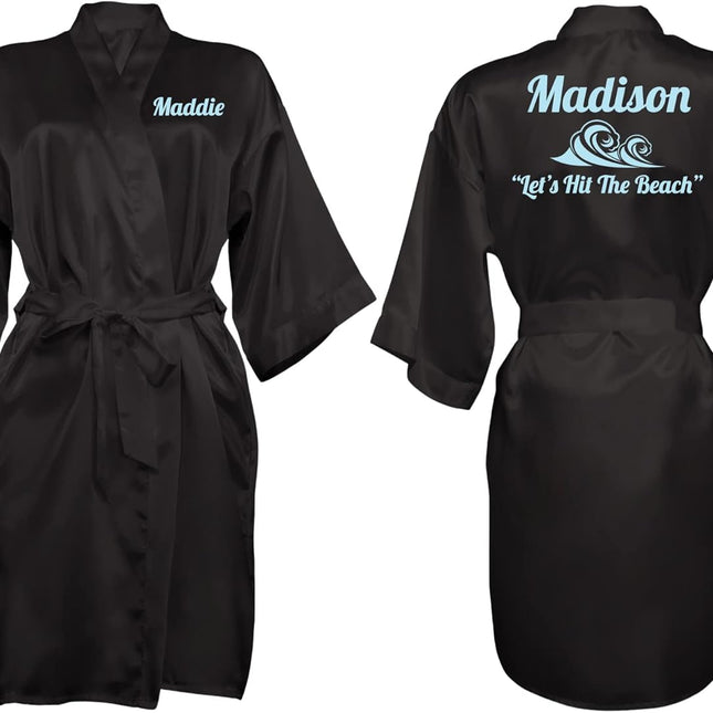 Custom Women's Personalized Robe, Black S/M
