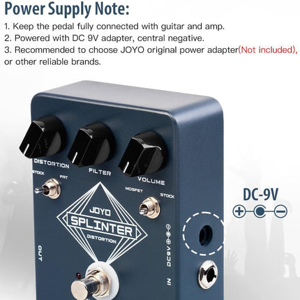Analog Distortion Guitar Pedal with FAT/MOSFET Toggle
