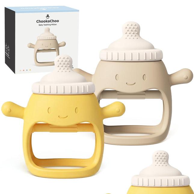 2-Pack Silicone Baby Teething Mitten for Babies Over 3 Months
