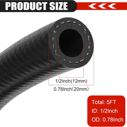 1/2 Inch (12mm) ID Fuel Line Hose 5FT NBR Rubber P - image 2