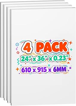 4 Pack White Foam Board 24" x 36", 0.23" Thick