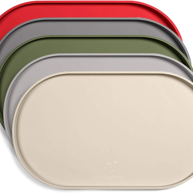 Dog Food Mat - Waterproof Silicone Feeding Mat for Food and Water Bowls, Small, White Sand
