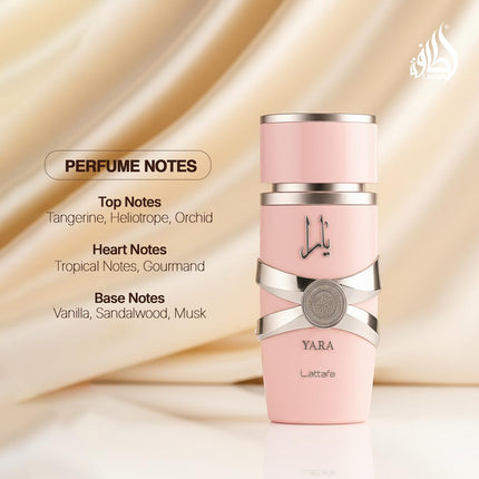 Yara Vanilla Gourmand Fruity Floral Eau de Parfum for Women, 3.40 oz / 100 ml