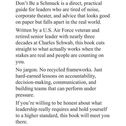 Don't Be a Schmuck: Hard Truths for Leaders