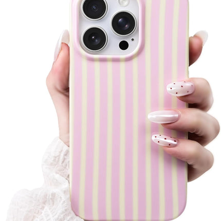 Pink and Yellow Striped Soft TPU Case for 6.1-Inch 13/14 Models