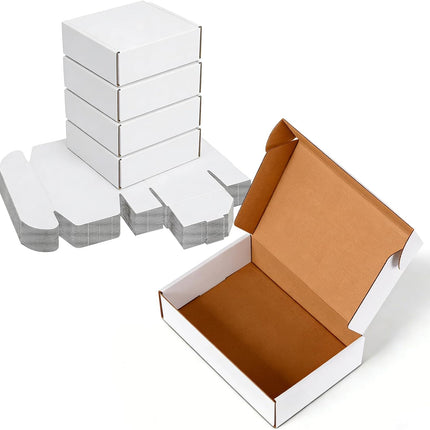 8x6x2 inches Small White Shipping Boxes, 25 Pack