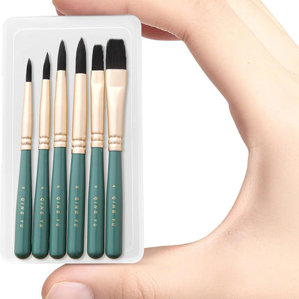 6-Piece Mini Travel Watercolor Brush Set, Green