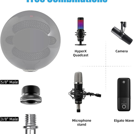 8 Pack Mic Stand Adapter 5/8 Female to 3/8 Male and 3/8 Female to 5/8 Male, 5/8 Female to 1/4 Male and 1/4 Female to 5/8 Male Screw Thread Adapter