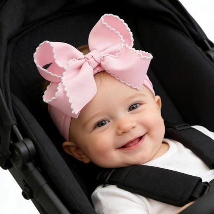 6-Inch Jumbo Pink Baby Bow Nylon Headband