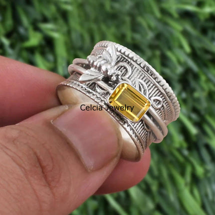 925 Sterling Silver Honey Bee Spinner Meditation Ring — Home & Lifestyle
