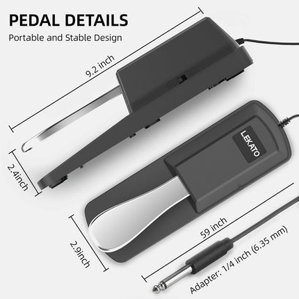 Universal Keyboard Sustain Pedal with Polarity Switch and 1/4 Inch Plug