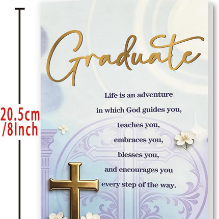 SourceToHome FuenteACasa Christian Graduation Card, Religious Graduation Gift for Her Him Family — Home & Lifestyle