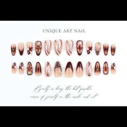 24-Piece Brown French Tip Almond Press-On Nails