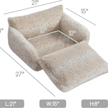 Fluffy Plush Double-Layer Cat Bed, Leopard, 21 x 15 x 8 in