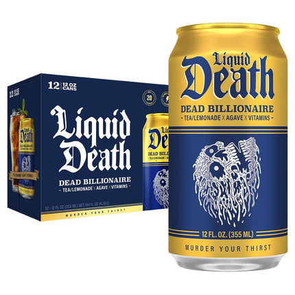 Dead Billionaire Black Tea Lemonade Iced Tea, Less Sugar, 12 fl oz, Pack of 12