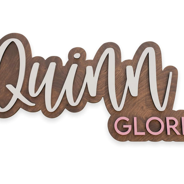 Wooden Name Sign for Nursery and Kids Room - Quinn Gloria