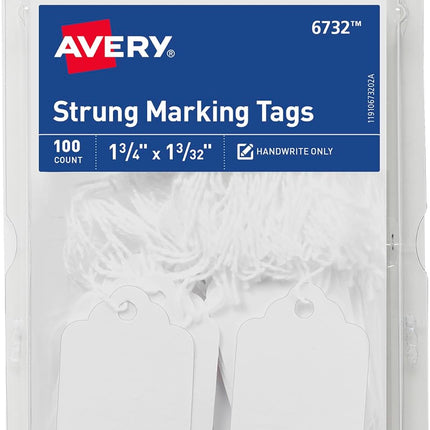 Strung Marking Tags with String Attached, 1.75 x 1.09 in, Pack of 100