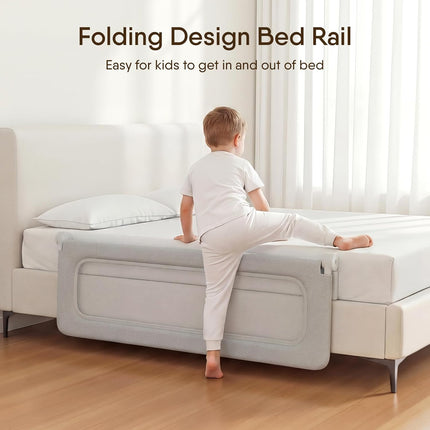 Folding Toddler Bed Rail Guard, Grey, 59" x 21.6"
