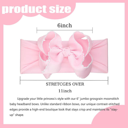 6-Inch Jumbo Pink Baby Bow Nylon Headband