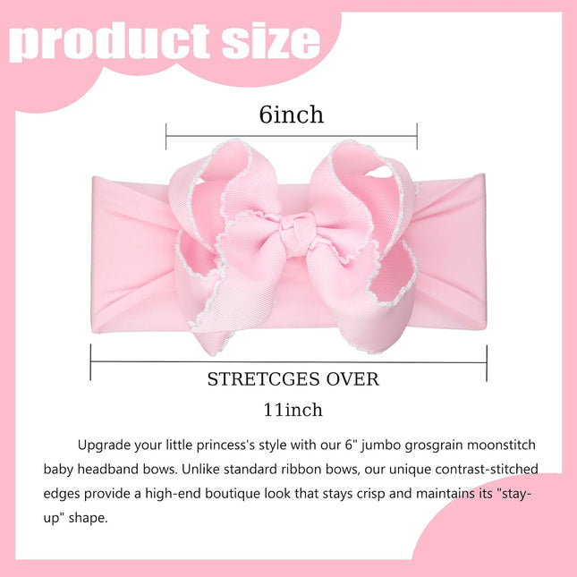 6-Inch Jumbo Pink Baby Bow Nylon Headband