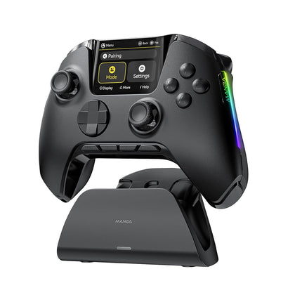 Interactive Screen Wireless Gaming Controller with Charging Dock, Black