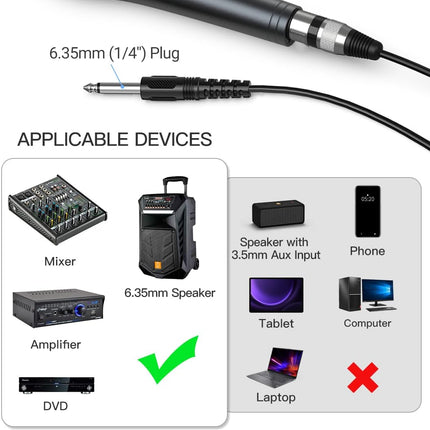 Wired Dynamic Karaoke Vocal Microphone with 14.8 ft Cable