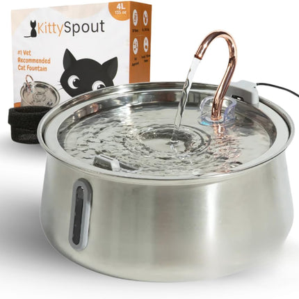 Stainless Steel Cat Water Fountain, 4L Corded Indoor Drinking Fountain
