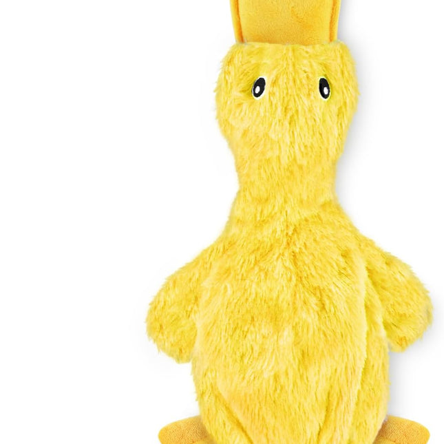 Interactive Squeaky Crinkle Duck Dog Chew Toy, Yellow, Large