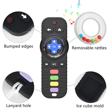Black Silicone Baby Teether Remote Control Rattle Toy