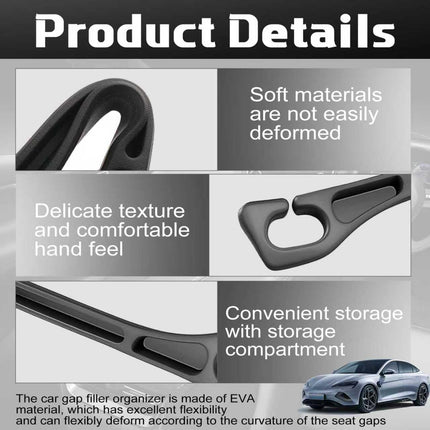 4PCS Black Universal Car Seat Gap Filler Organizer with Storage Slot