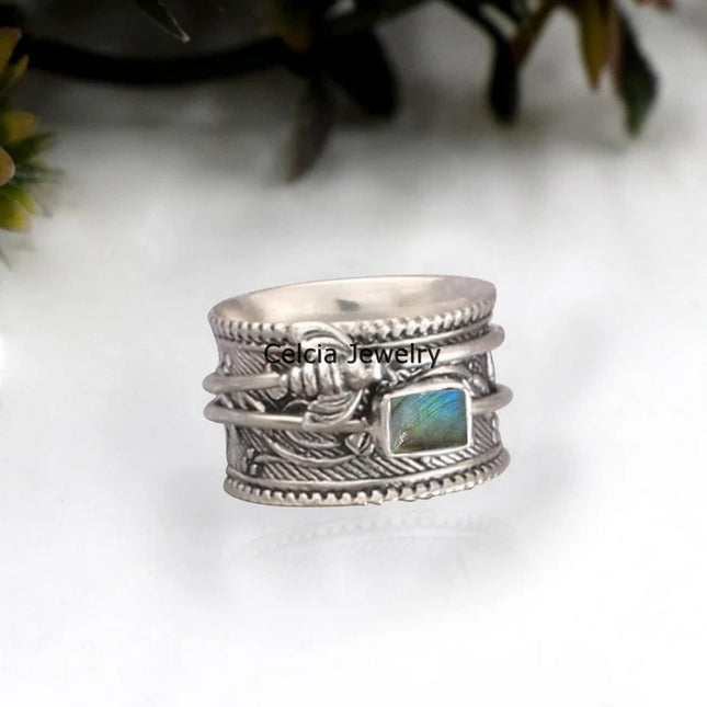 925 Sterling Silver Honey Bee Spinner Meditation Ring