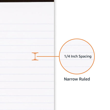 Narrow Ruled Lined Writing Note Pads, 5 x 8 Inch, White, 12-Pack