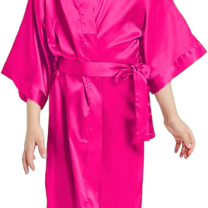 Personalized Bright Pink Satin Robe for Girls, Size 6/7