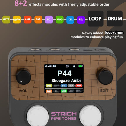 Pocket Multi-Effects Processor for Guitar and Bass, Dark Gray