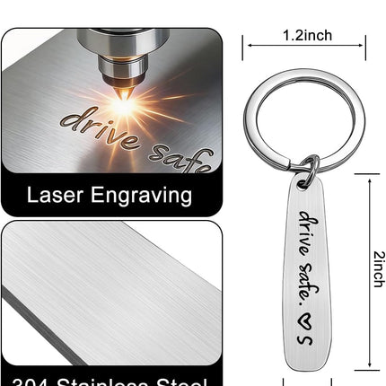 Drive Safe Personalized Initial Keychain for Him