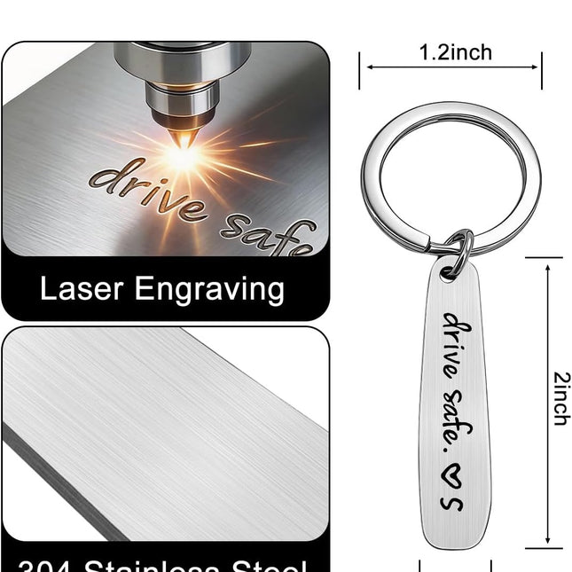 Drive Safe Personalized Initial Keychain for Him