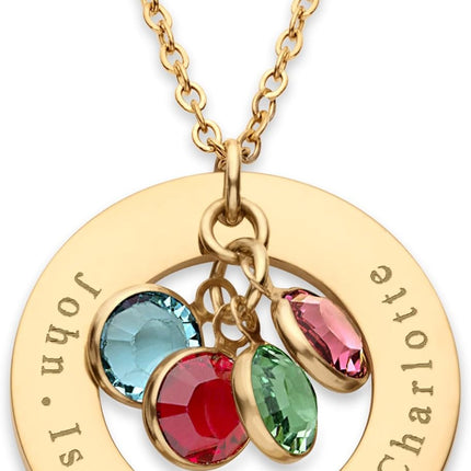 Personalized Birthstone Necklace for Mom with Kids Names
