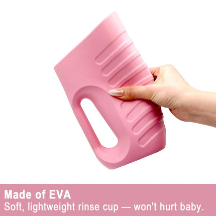 Baby Bath Rinse Cup & Rinser - 1000ml Soft EVA Pink Shower Cup