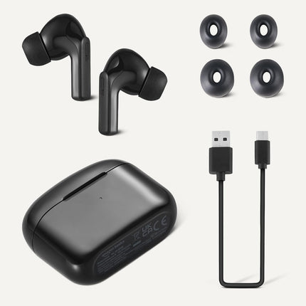Bluetooth True Wireless In-Ear Earbuds with Mic and Charging Case, Black