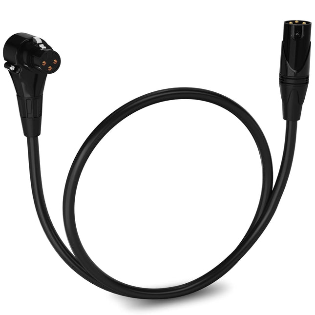 1.5 ft Right-Angle XLR Female to Male 3-Pin Microphone Cable - Black