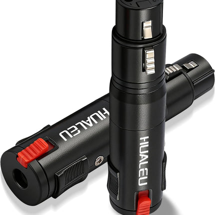 Lockable 1/4 in TRS Female to 3-Pin XLR Female Audio Adapter, 2 Pack, Black