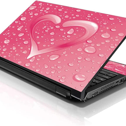 17-17.3 Inch Laptop Skin Cover with Colorful Pink Heart Pattern and 2 Wrist Pads