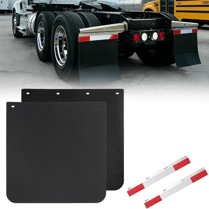 DriveForge ForjaRuta 24"x24" Black Polymer Mud Flaps with 24"x3" Reflective Tape — Auto & Moto